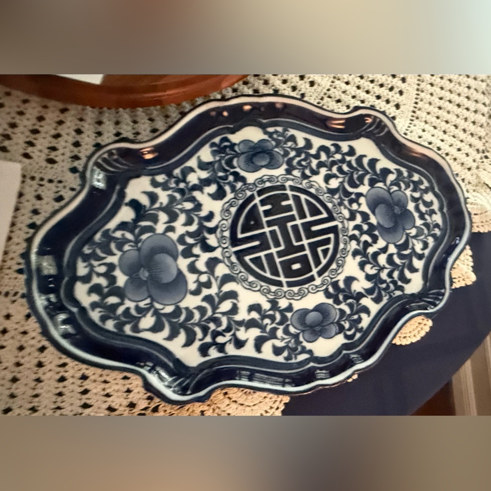 Bombay Blue and White Floral Ceramic Tray